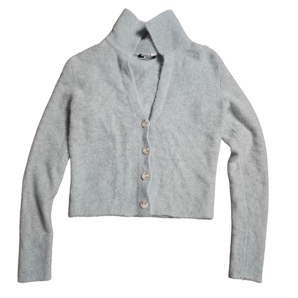 Vince Cashmere Blend Button Up‎ Cropped Cardigan Sweater XS Staple Quiet Luxury